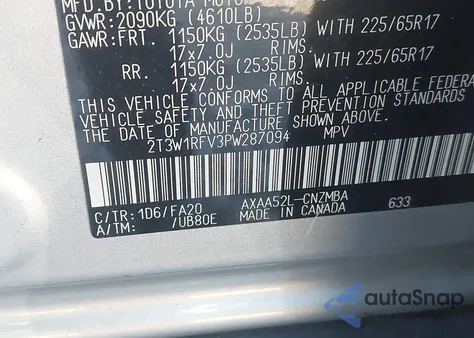 2023 Toyota Rav4 Xle z USA, uszkodzony, nr VIN 2T3W1RFV3PW287094